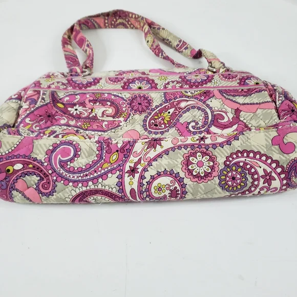 Vera Bradley Pink And Gray "Paisley Meets Plaid" Mandy Shoulder Bag Purse - Picture 3 of 6